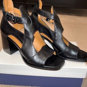 M. Gemi black leather open toe cut out heel 
Size 38.5 / 8
Never worn - no box